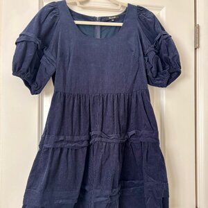 Madewell Petite Corduroy Tiered Mini Dress - Size SP - Dark Blue